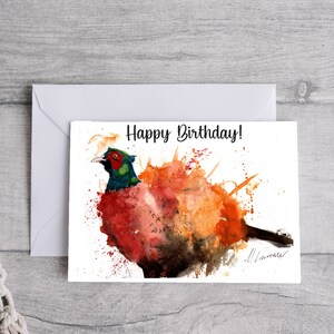 Pheasant Birthday Card, Printable Digital Download