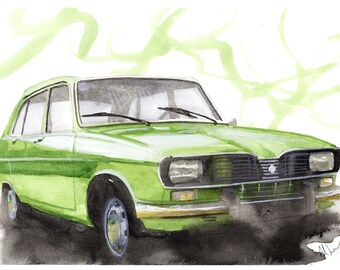 Painting of a Renault 16 Classic Car Limited Print .