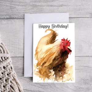 Carte d'anniversaire poulet coq, téléchargement numérique imprimable