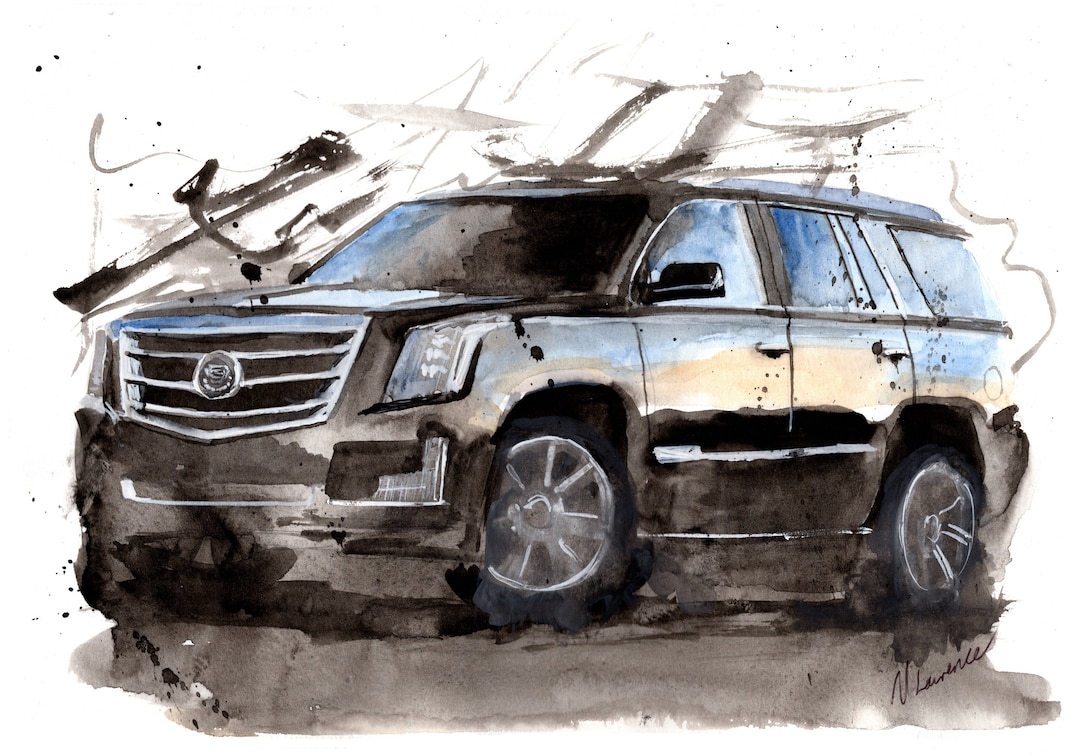 Painting of a Cadillac Escalade Limited Print . Etsy