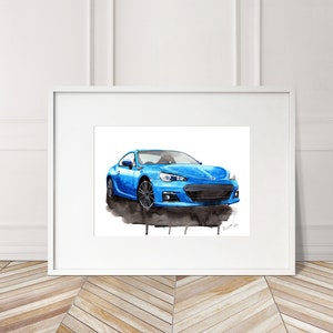Stampa Subaru BRZ dipinta a mano. Poster unico della Subaru BRZ. Decorazione murale automobilistica in edizione limitata.