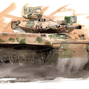 M551 Sheridan Tank Forze Usa Guerra del Golfo Stampa giclée in edizione limitata e numerata di un dipinto ad acquerello