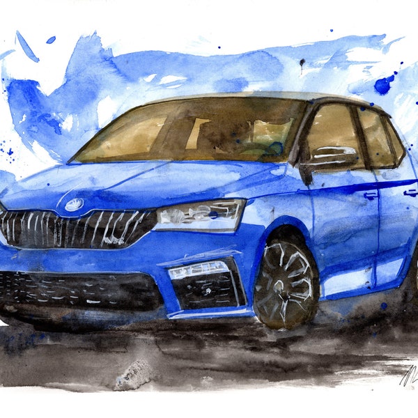 Painting of a Skoda Fabia VRS   Limited Print .