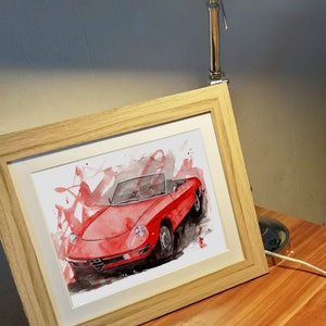 Stampa Alfa Romeo Spider dipinta a mano. Poster esclusivo dell'Alfa Romeo Spider. Decorazione murale automobilistica in edizione limitata.