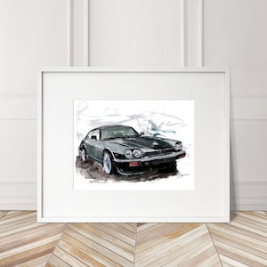 Stampa Jaguar XJS dipinta a mano. Poster unico della Jaguar XJS. Arte da parete per automobili in edizione limitata