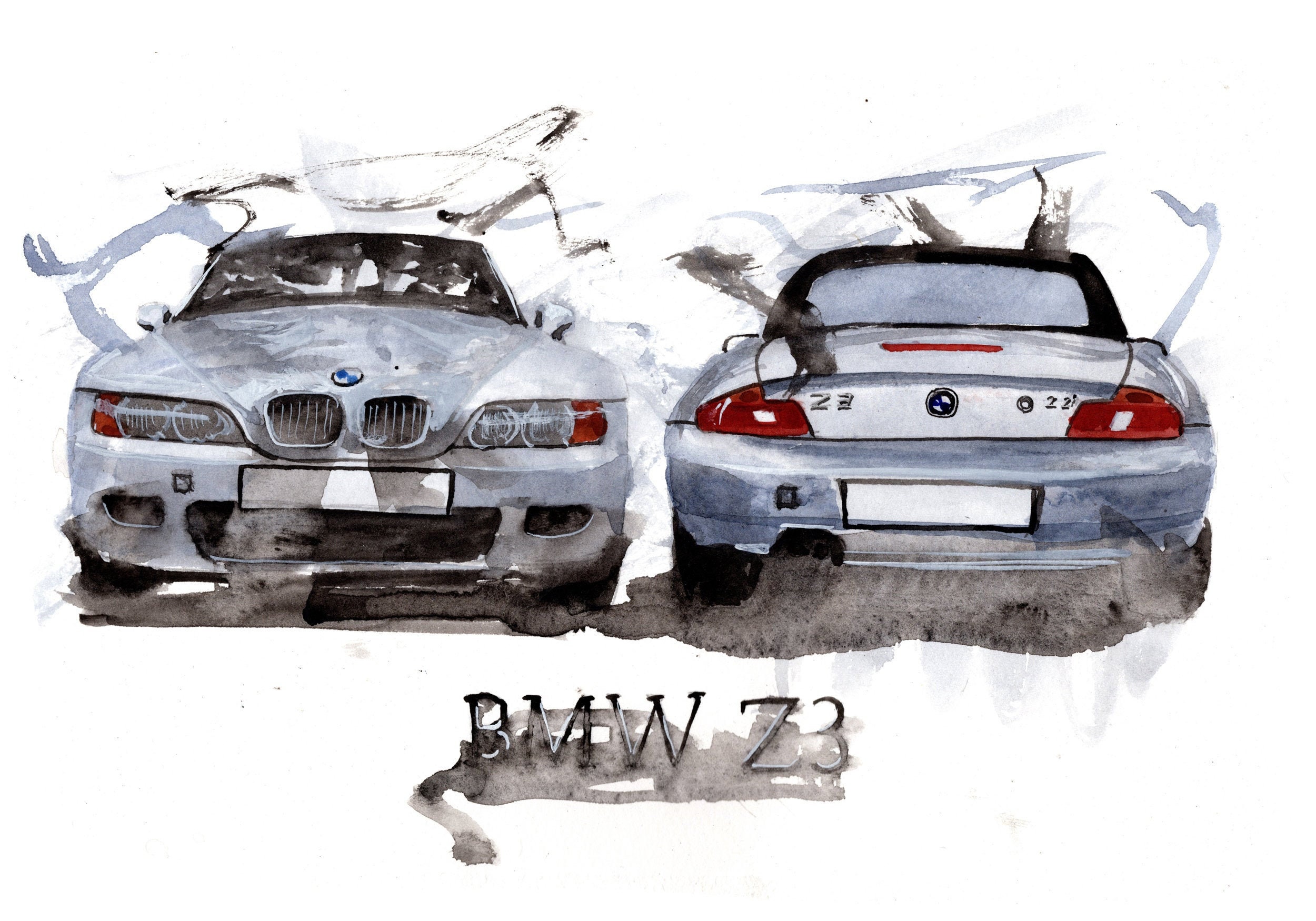 Painting of a BMW Z3 Limited Print By Myles Laurence Art Etsy