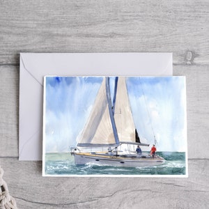 Sailing Boat Yacht Greetings Card, Printable Digital Download