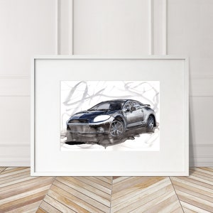 Stampa Honda Eclipse dipinta a mano. Poster Honda Eclipse unico. Decorazione murale automobilistica in edizione limitata.