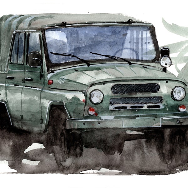 Painting of a UAZ 469 Offroad   Limited Print .