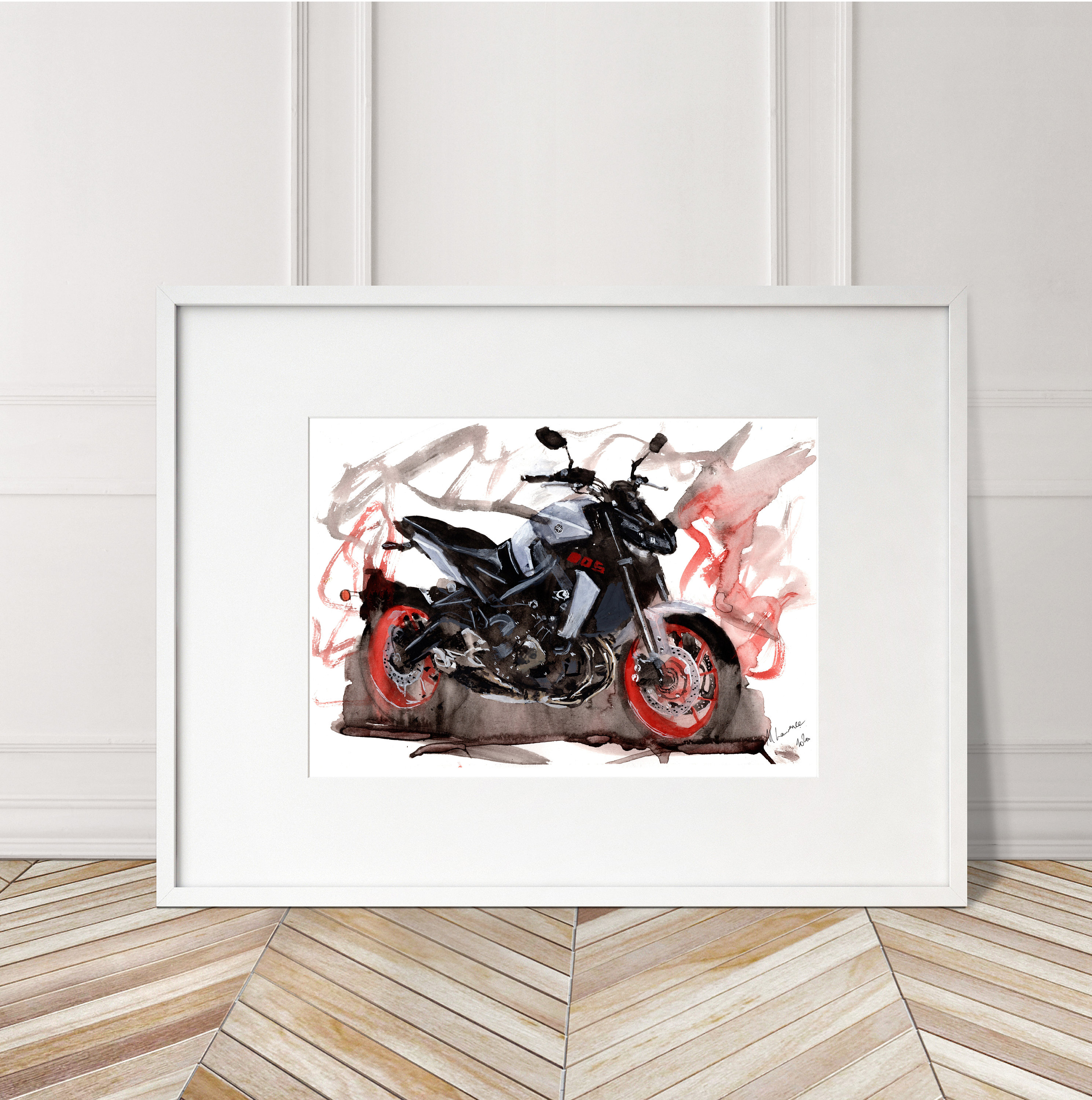 Yamaha MT09 Print. MT09 Poster. Gifts for Him. Hand Painted Art