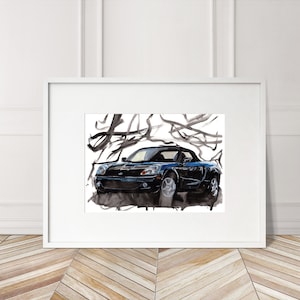Stampa dipinta a mano della Toyota MR2 del 2005. Poster unico della Toyota MR2. Decorazione murale automobilistica in edizione limitata.