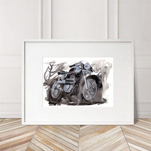 Stampa personalizzata Suzuki Cafe Racer. Poster Cafe Racer. Regali per lui. Arte dipinta a mano. Regalo di Natale.