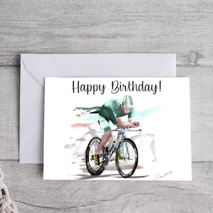 Carte d'anniversaire cycliste cycliste, imprimable en téléchargement numérique
