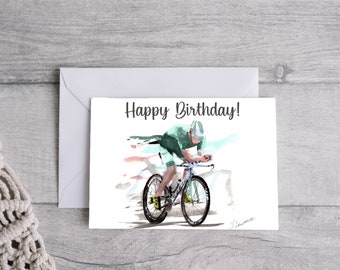 Carte d'anniversaire cycliste cycliste, imprimable en téléchargement numérique