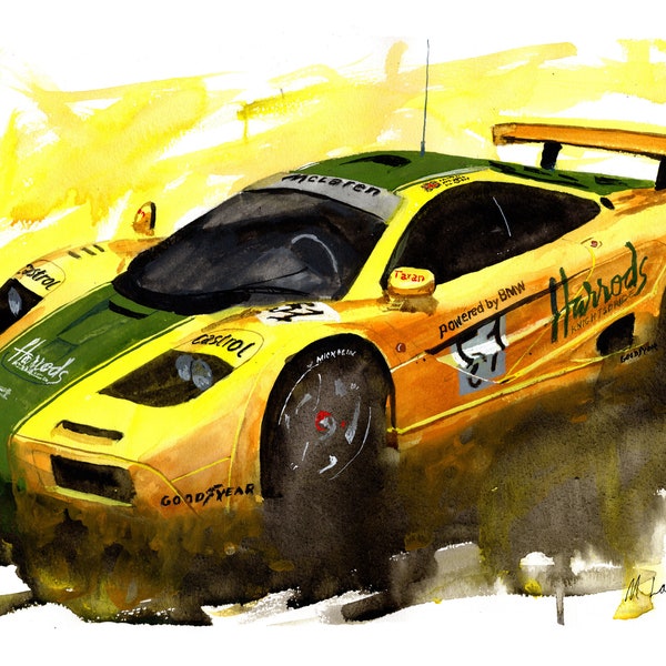 Painting of a Mclaren F1 Gtr  Le Mans   Limited Print .