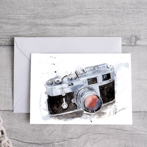 Cartão de felicitações de fotografia com câmera, download digital para impressão