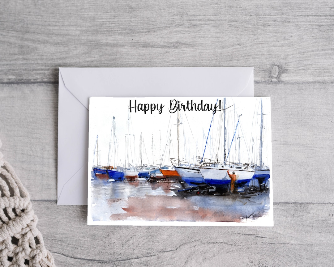 Sailboat Yacht Birthday Card, Printable Digital Download - Etsy