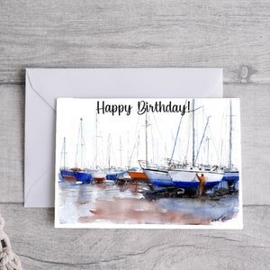 Sailboat Yacht Birthday Card, Printable Digital Download