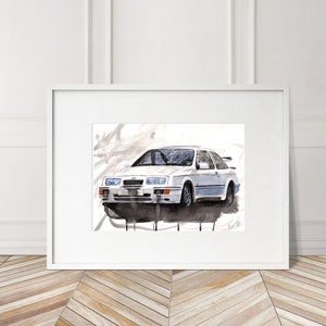 Hand Painted Ford Sierra XR4i Print. Unique XR4i Poster. Limited Edition Automobile Wall Art