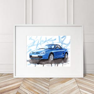 Stampa MGF dipinta a mano. Poster MGF unico. Decorazione murale automobilistica in edizione limitata.