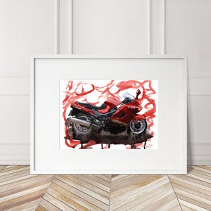 Kawasaki ZZR1000 Print. Kawasaki ZZR1000 Poster. Gifts For Him. Hand Painted Art. Xmas Gift