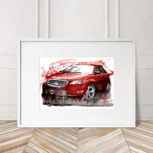 Stampa Ford Taurus SHO dipinta a mano. Poster esclusivo della Ford Taurus SHO. Decorazione murale automobilistica in edizione limitata.