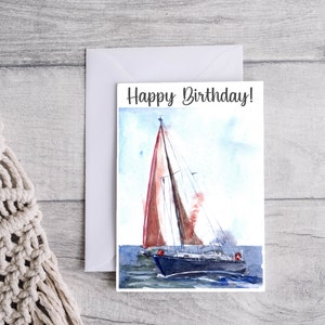 Sailing Boat Birthday Card, Printable Digital Download