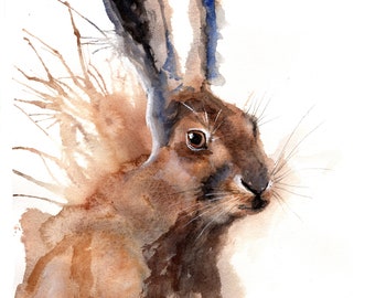 Hase Nummerierter limitierter Giclée-Druck einer Aquarellmalerei