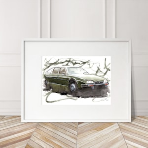 Stampa Citroën CX dipinta a mano. Poster esclusivo della Citroën CX. Decorazione murale automobilistica in edizione limitata.