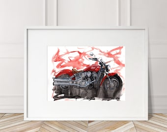 Indian Scout Print. Indian Scout Poster. Gifts For Him. Hand Painted Art. Xmas Gift