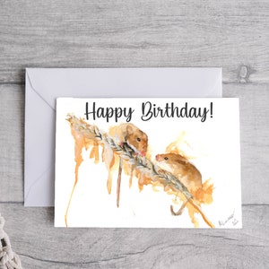 Field Mice Mouse Birthday Card, Printable Digital Download