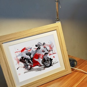 Suzuki Hayabusa GSX1300R Print.Hayabusa Poster. Gifts For Him. Hand Painted Art. Xmas Gift
