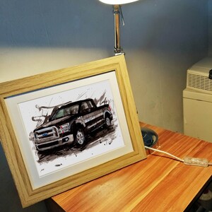 Stampa del camion Ford F-150 dipinta a mano. Poster unico dell'F-150. Arte murale automobilistica in edizione limitata.