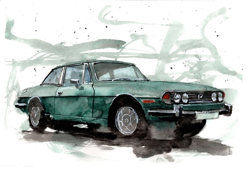 Triumph Stag Numbered limited edition print Limited Print watercolor giclee print classic British Car . image 1