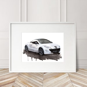 Peugeot RCZ R Watercolor Print: Limited Edition Automobile Wall Art