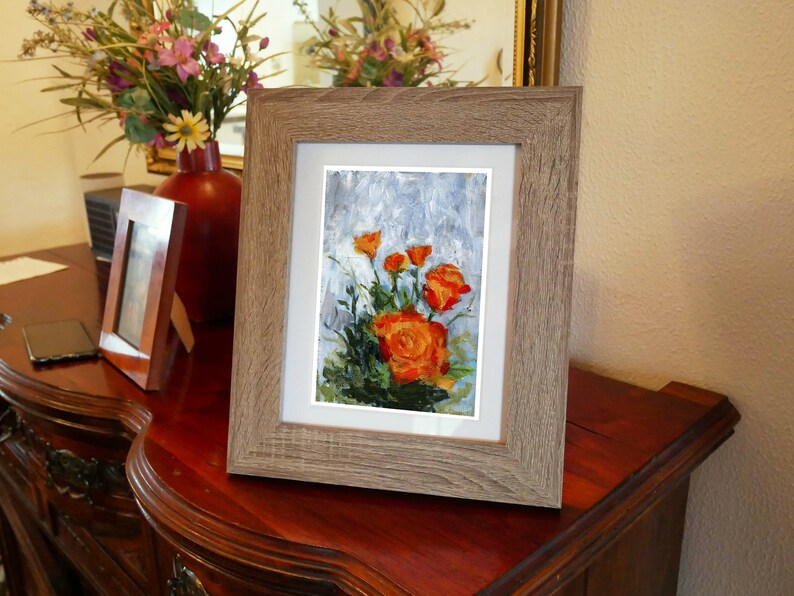 Orange flowers Numbered limited edition Giclee Print of an acrylic Painting by Myles Laurence Art