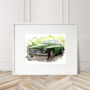 Stampa MGB dipinta a mano. Poster MGB unico. Decorazione murale automobilistica in edizione limitata.