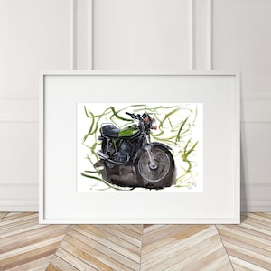 Kawasaki H1 Mach 3 500 Print. Kawasaki H1 Poster. Gifts For Him. Hand Painted Art. Xmas Gift