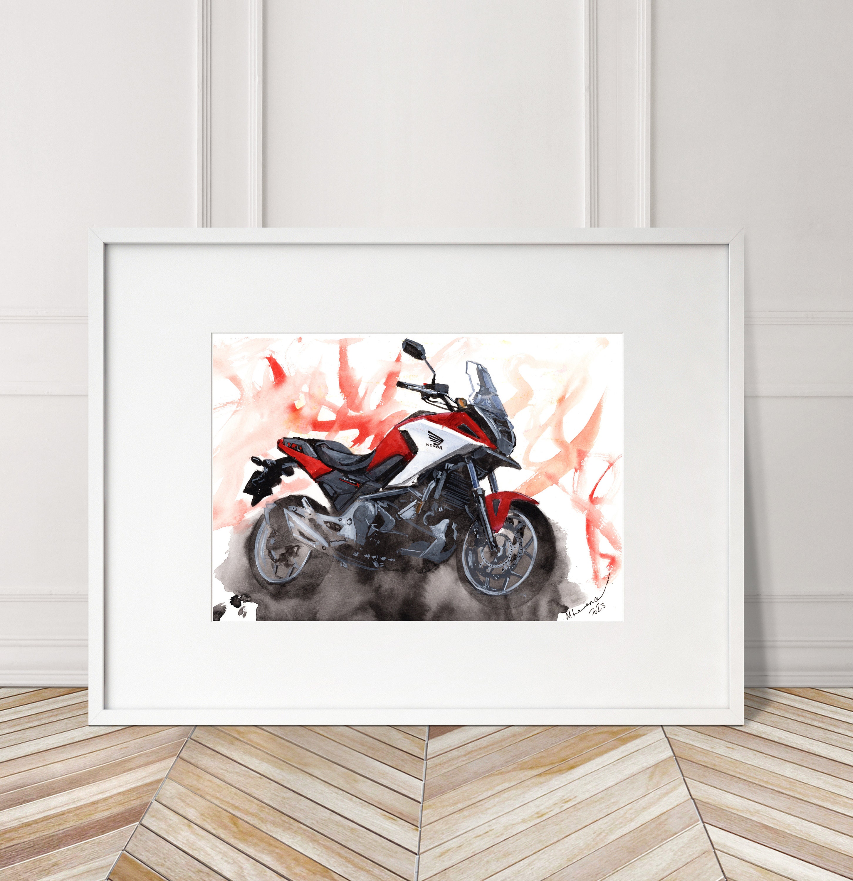 Honda Nc750x Watercolor Art Print: Hand-painted Motorcycle Poster
