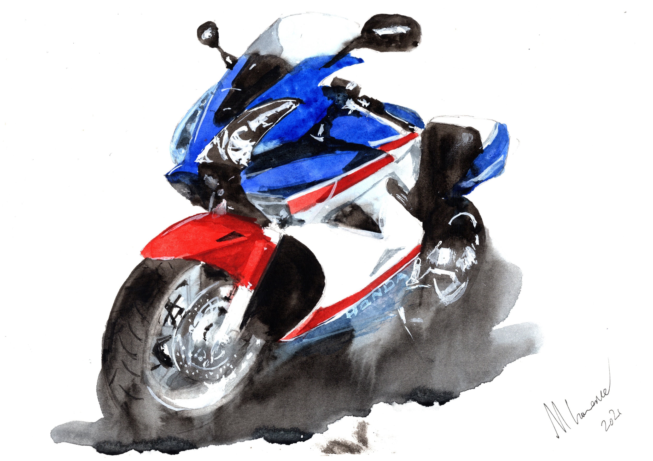 Honda VFR800 Print. Honda VFR800 Poster. Gifts for Him. Artist's