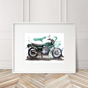 Kawasaki KZ1000 Print. KZ1000 Poster. Gifts For Him. Hand Painted Art. Xmas Gift
