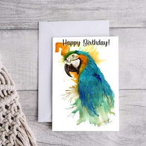 Parrot Birthday Card, Printable Digital Download