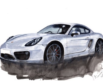 Painting of a Porsche Cayman 981  Limited Print .