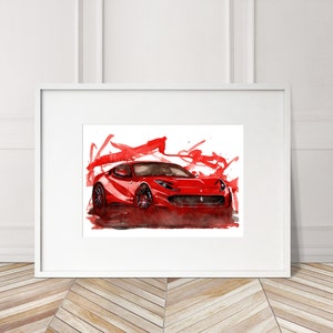 Stampa Ferrari 812 Superfast dipinta a mano. Poster esclusivo della Ferrari 812. Decorazione murale automobilistica in edizione limitata.