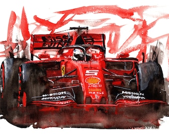 Painting of a Formula 1 Ferrari   Limited Print   F1 One .