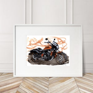 Stampa Kawasaki Vulcan Cafe Racer. Poster Kawasaki Vulcan. Regali per lui. Arte dipinta a mano. Regalo di Natale.