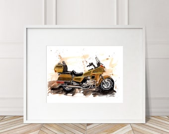 Impression Honda Goldwing 1200. Affiche Goldwing. Cadeaux pour lui. Art peint à la main. Cadeau de Noël
