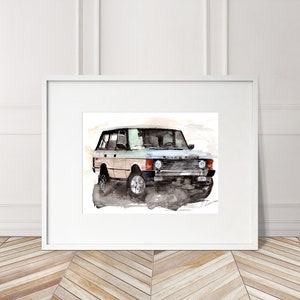 Stampa Range Rover dipinta a mano. Poster Range Rover unico. Decorazione murale automobilistica in edizione limitata.