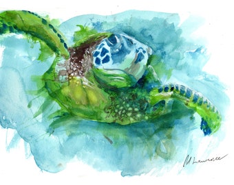 Turtle Numbered limited edition Giclee Print of a Watercolour Painting