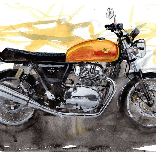 Painting of a Royal Enfield Interceptor  650 Motorcycle   Limited Print.